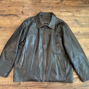 XXL Liz Claiborne Moto core Men's Dark authentic Lambskin Leather Jacket